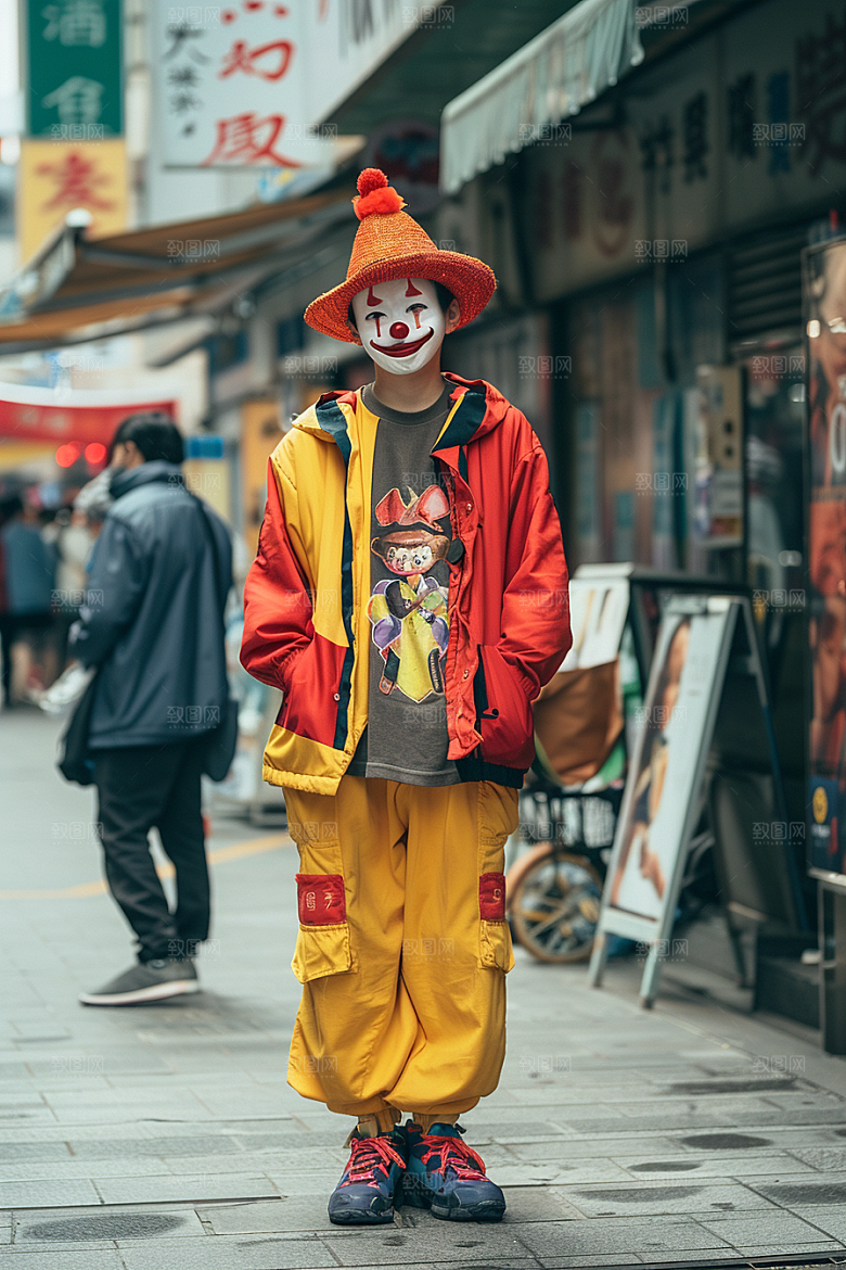 愚人节化妆小丑幽默节庆摄影图