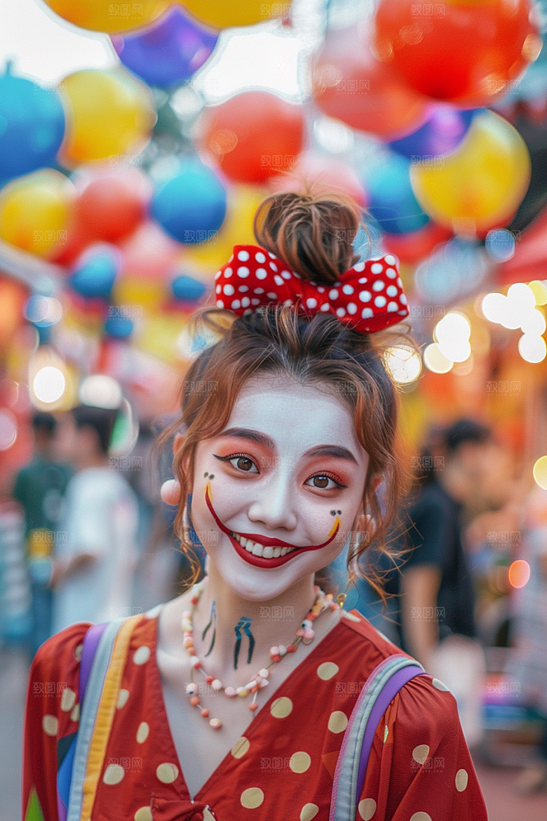 愚人节化妆小丑彩色高清摄影图