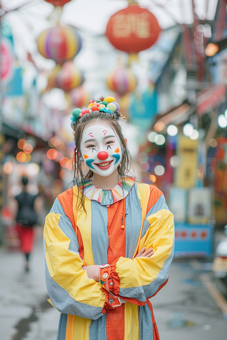 愚人节化妆小丑人物欢乐摄影图