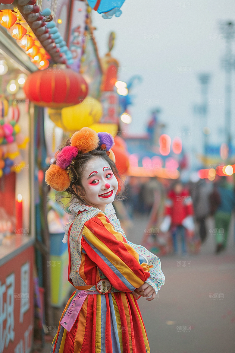 愚人节化妆小丑彩色形象摄影图