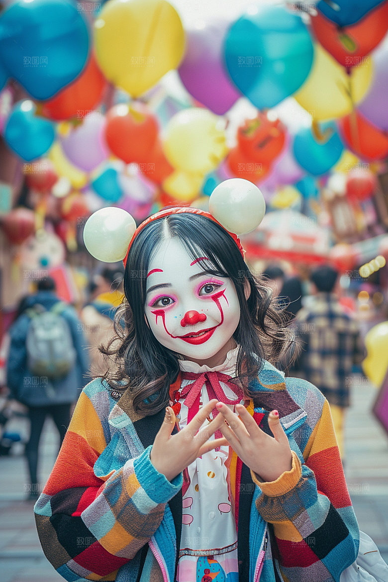 愚人节化妆小丑节庆幽默摄影图