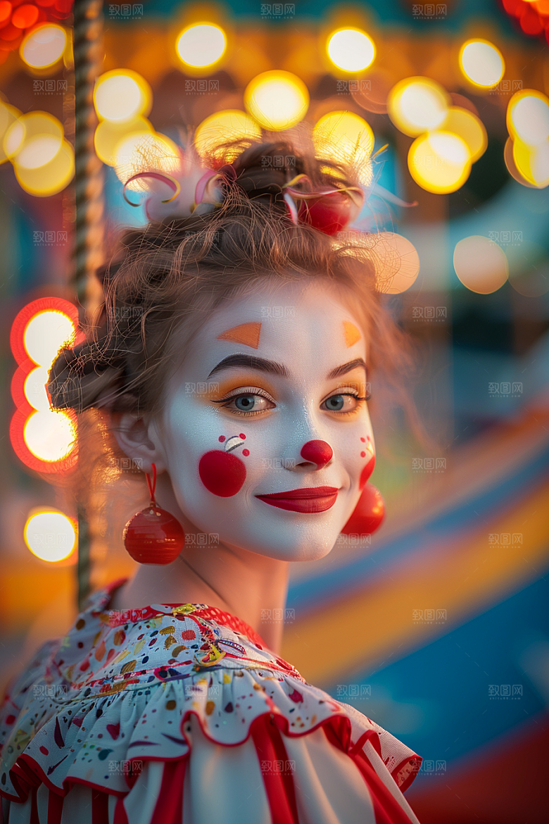 愚人节化妆小丑节庆人体油彩摄影图