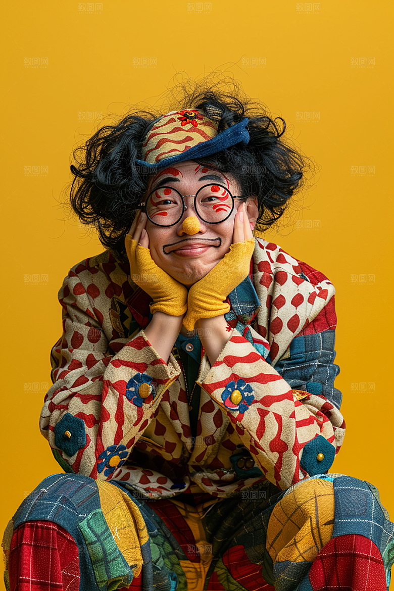 愚人节化妆小丑高清趣味摄影图