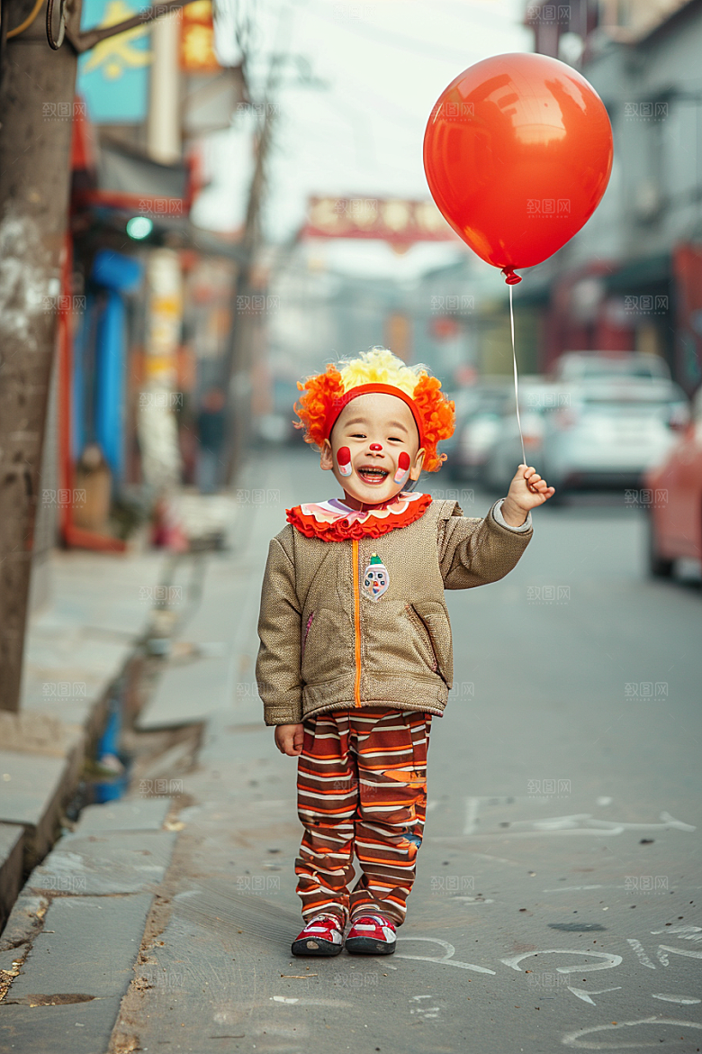 愚人节化妆小丑彩色幽默摄影图
