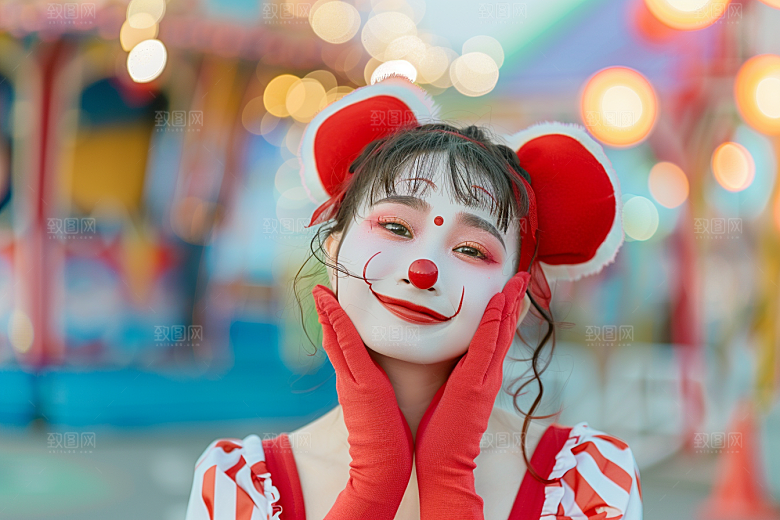 愚人节化妆小丑可爱游乐场摄影图