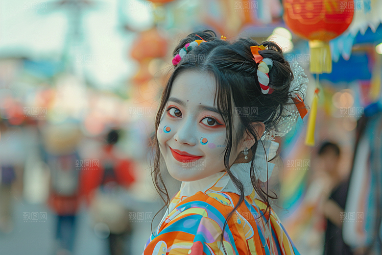 愚人节化妆小丑游乐场高清摄影图