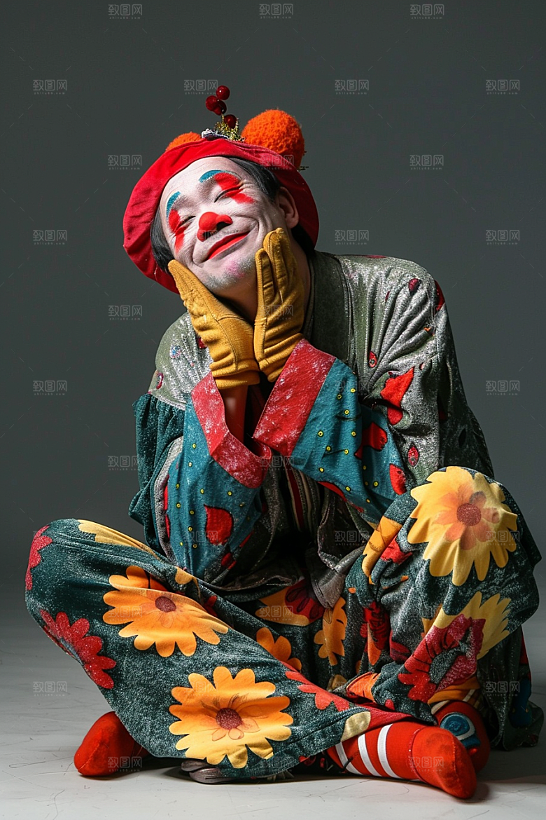 愚人节化妆小丑人物幽默摄影图
