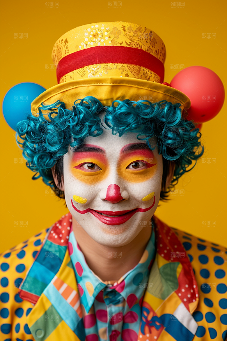 愚人节化妆小丑幽默人物摄影图