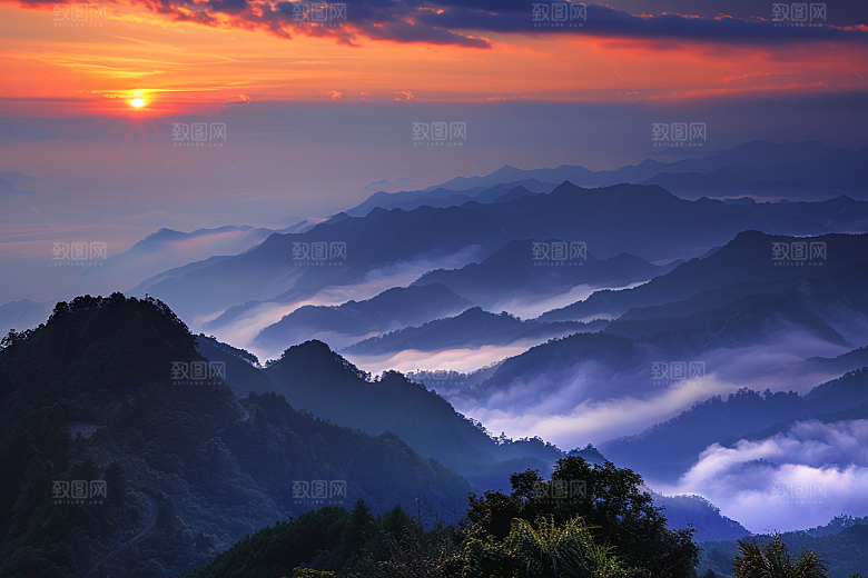日出风景玫瑰色天空摄影图
