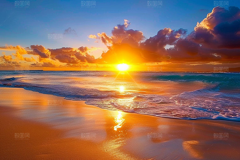日出美景光线摄影图
