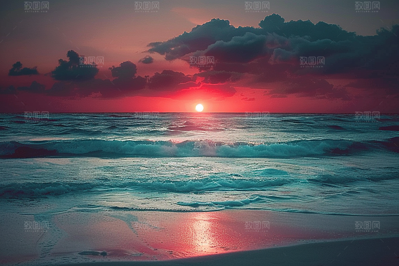 日出旅行火烧云摄影图