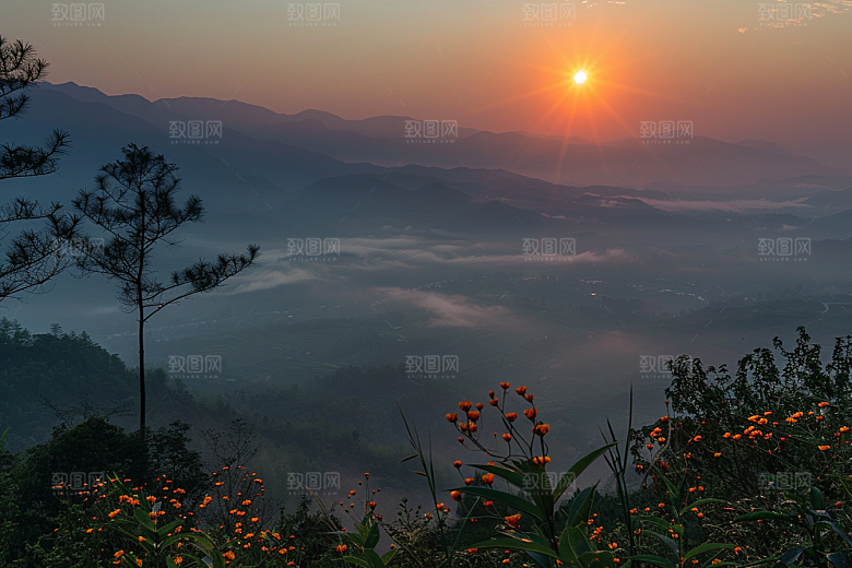 日出美景晨曦摄影图