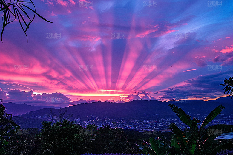 日出火烧云太阳摄影图