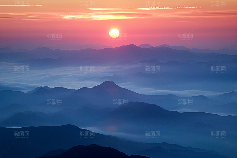 日出玫瑰色天空旅行摄影图