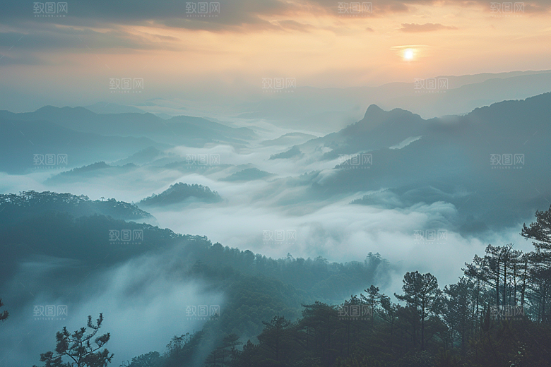 日出晨曦太阳摄影图