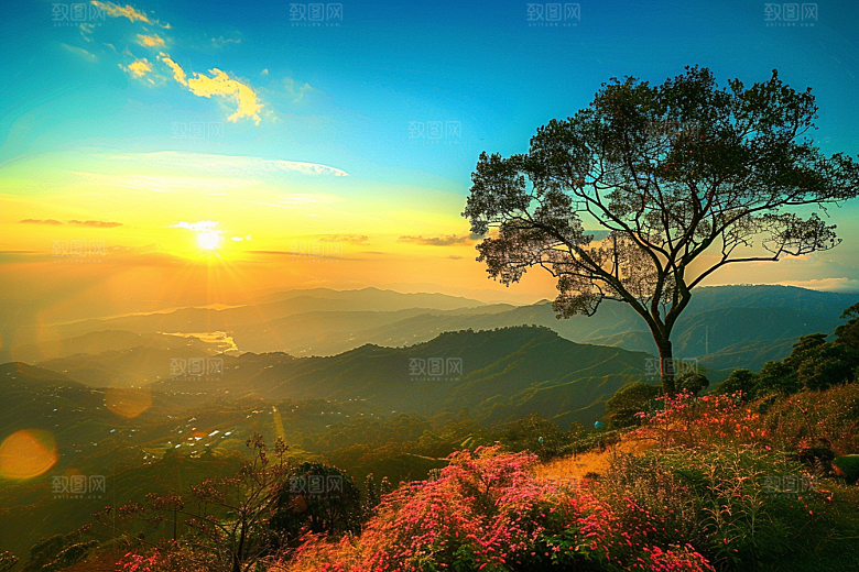 日出广阔太阳摄影图