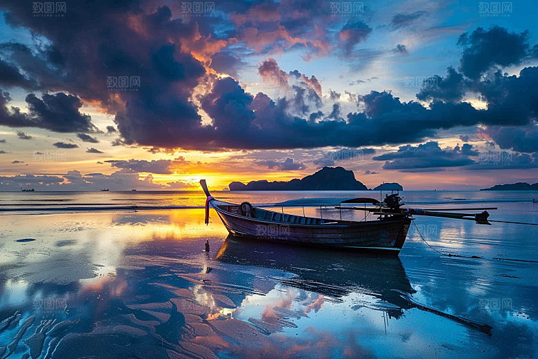 日出玫瑰色天空旅游摄影图