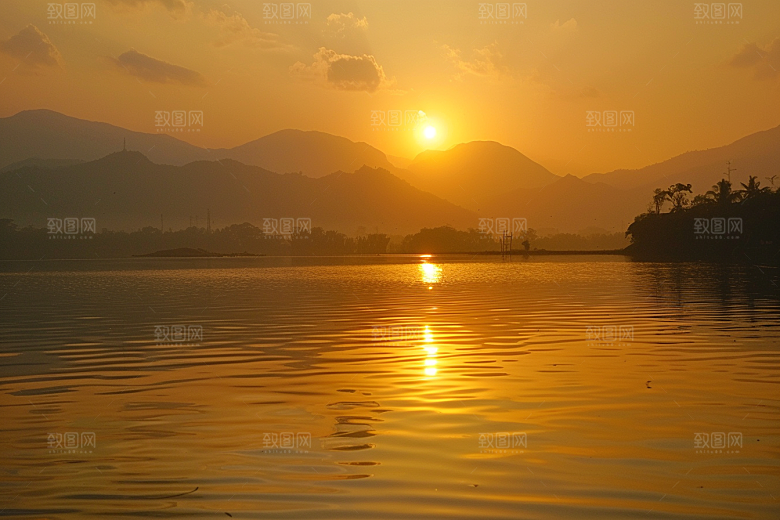 日出风光玫瑰色天空摄影图