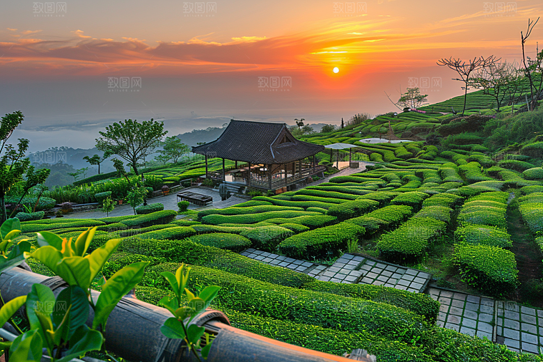 日出旅游火烧云摄影图