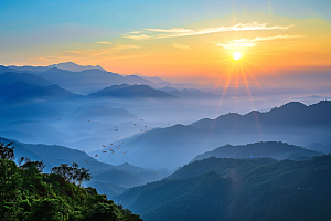 日出风景清晨摄影图