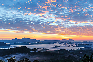 日出风景火烧云摄影图