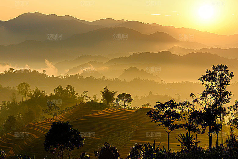 日出光线风景摄影图