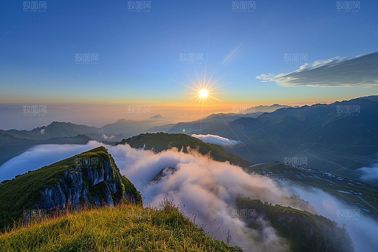 日出旅行玫瑰色天空摄影图