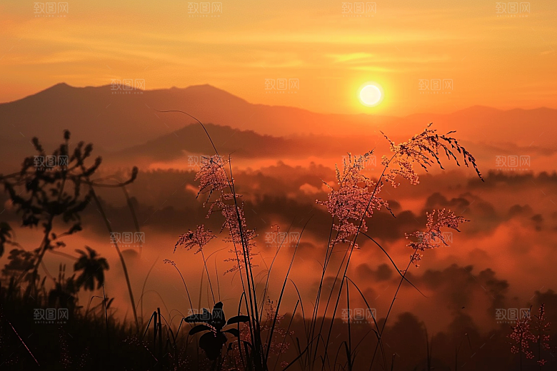 日出光线风景摄影图