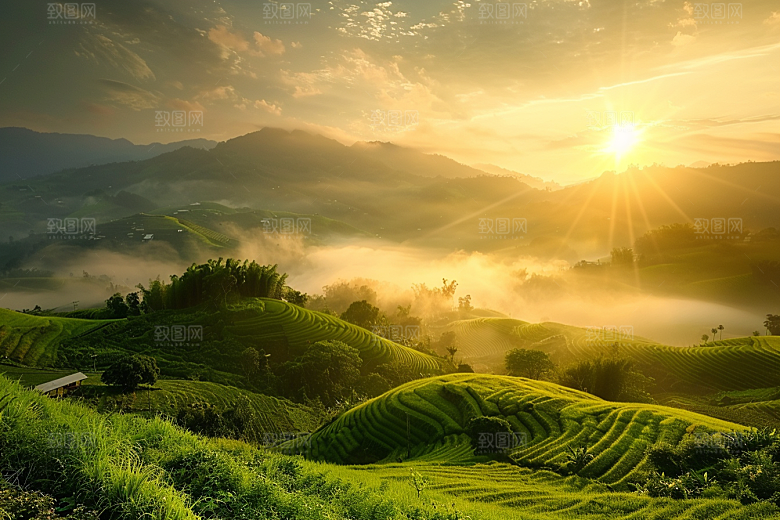日出晨曦旅行摄影图