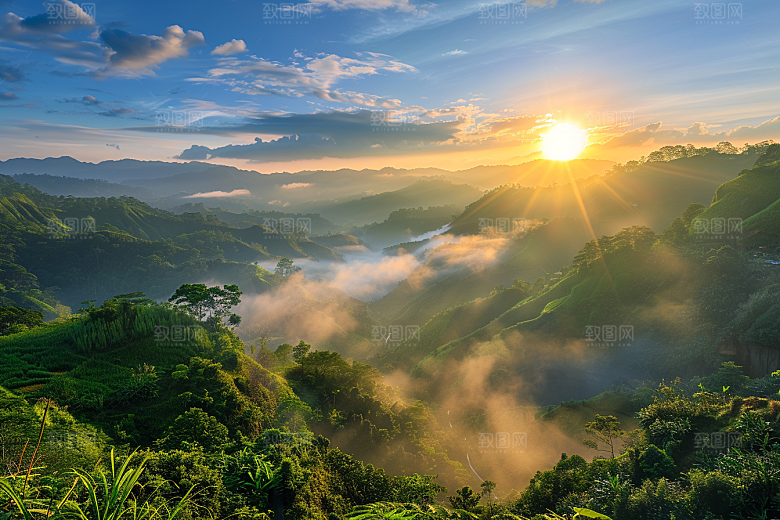 日出晨曦太阳摄影图