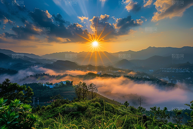 日出晨曦唯美摄影图