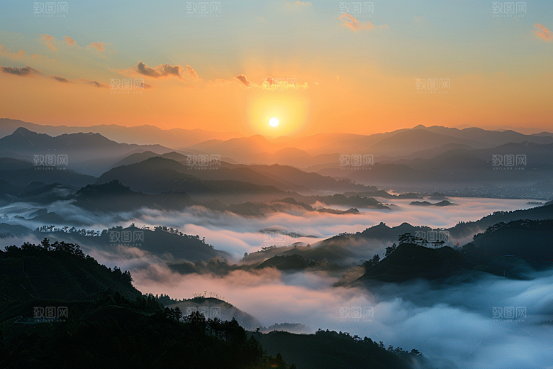 日出太阳清晨摄影图