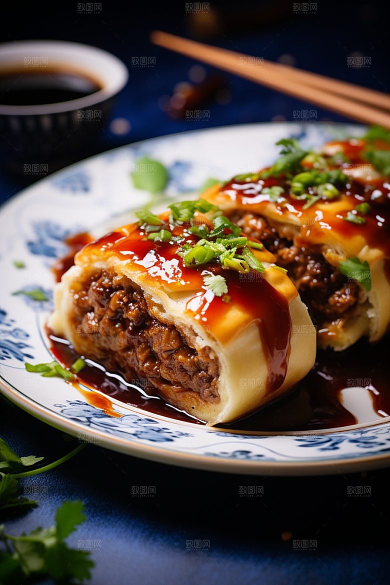 陕西肉夹馍地方小吃美味摄影图