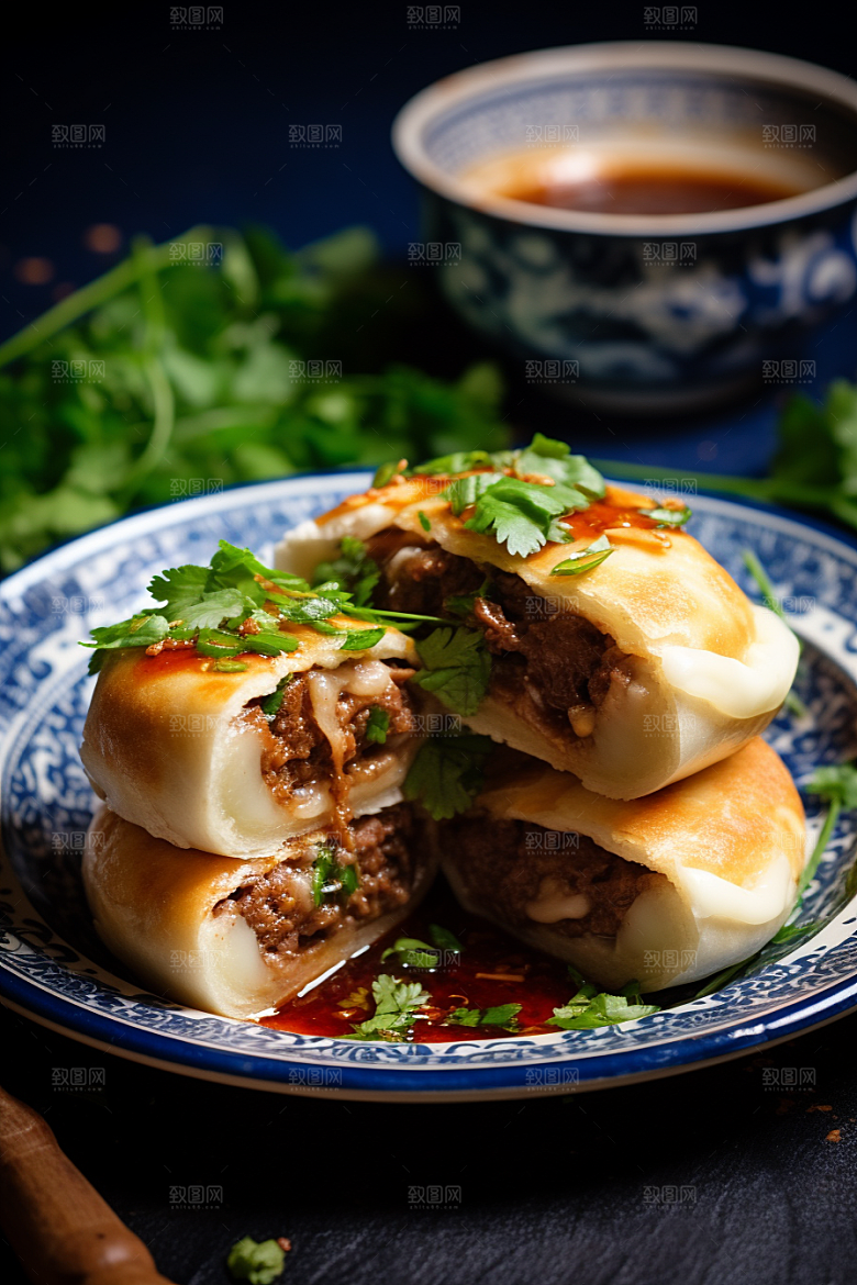 陕西肉夹馍美味碳水摄影图