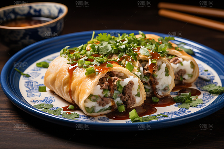 陕西肉夹馍美味碳水摄影图
