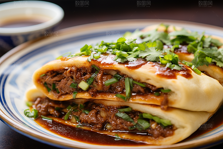 陕西肉夹馍美味碳水摄影图