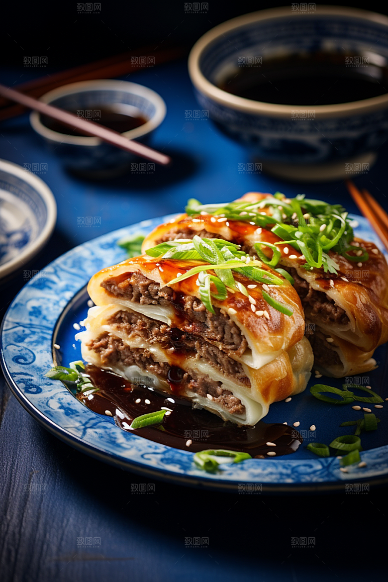 陕西肉夹馍地方小吃美食摄影图