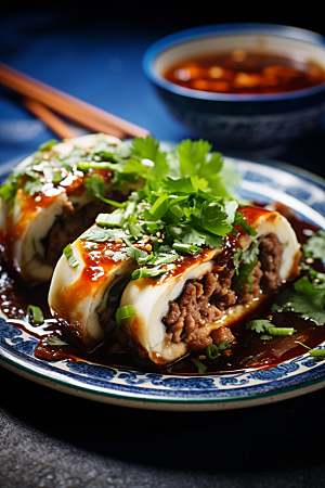 陕西肉夹馍白吉馍美食摄影图