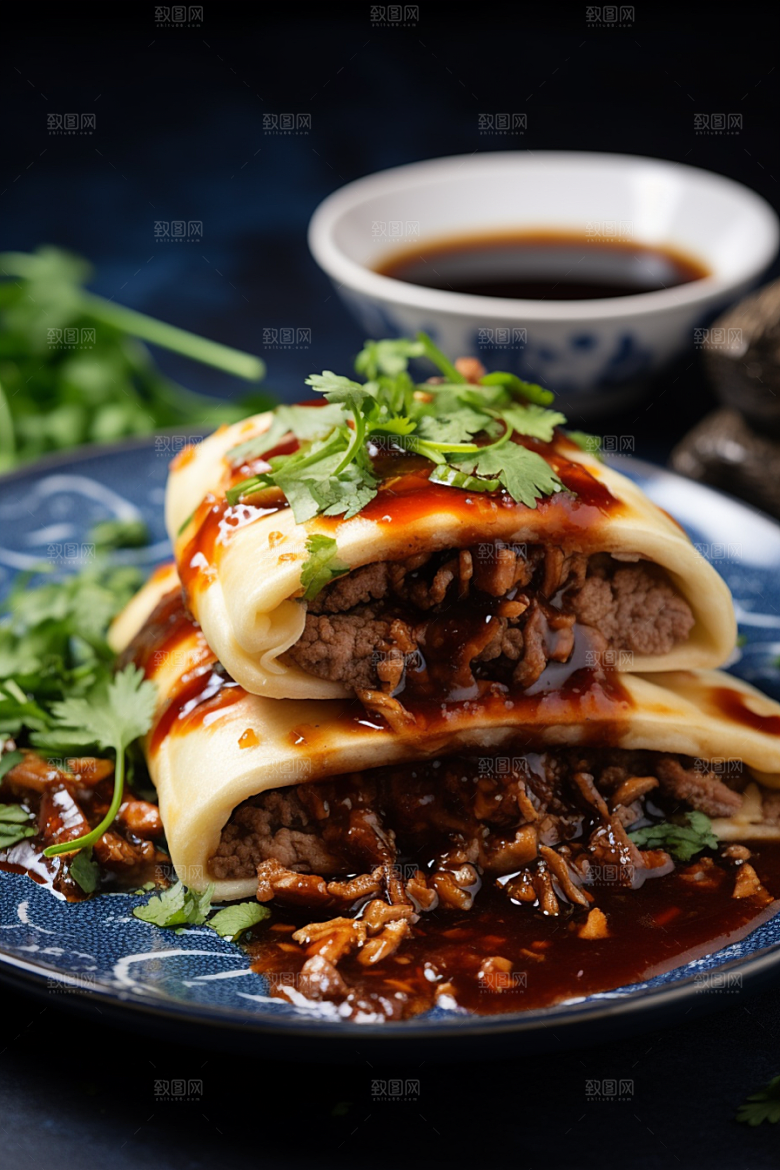 陕西肉夹馍地方小吃美味摄影图