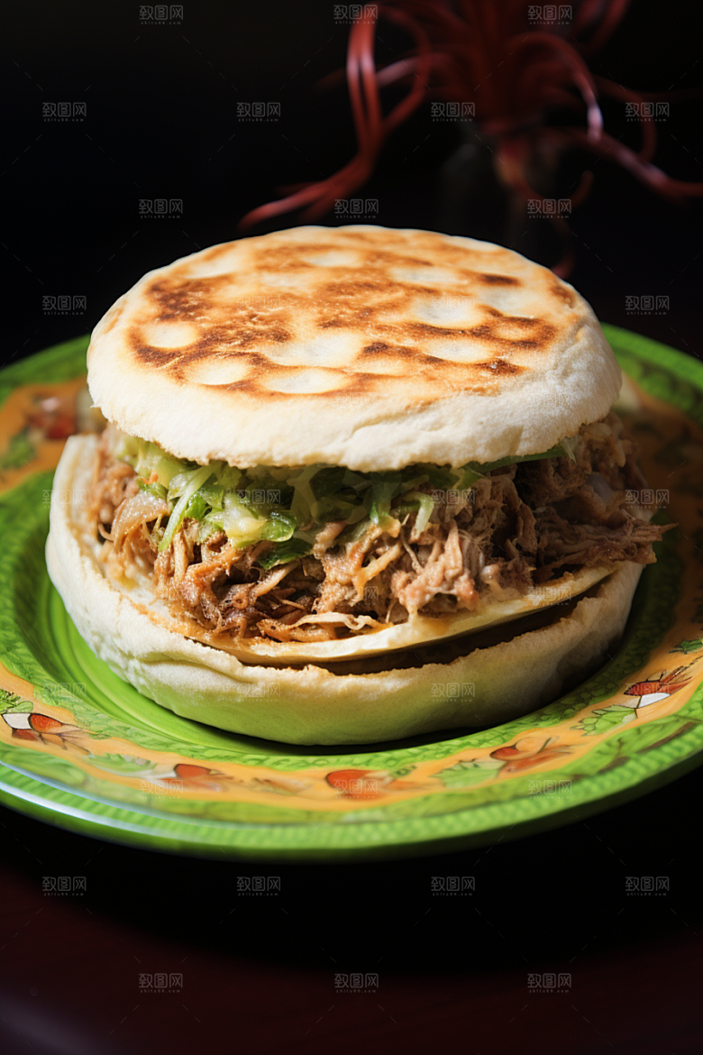 陕西肉夹馍白吉馍美食摄影图