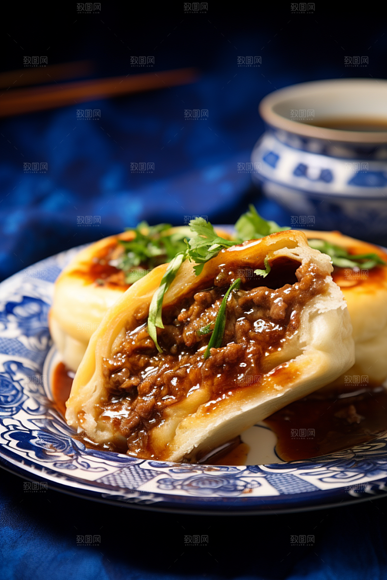 陕西肉夹馍美食白吉馍摄影图