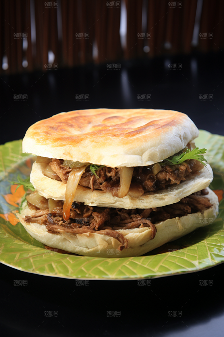 陕西肉夹馍美味地方小吃摄影图