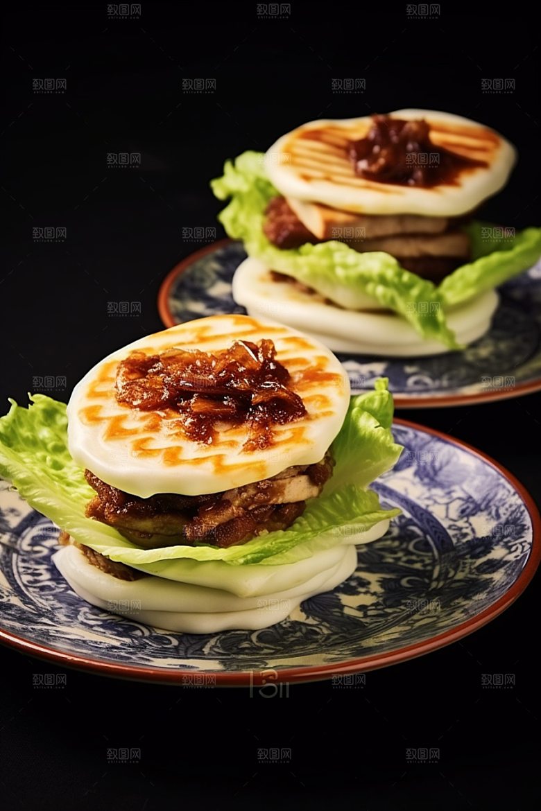 陕西肉夹馍碳水美食摄影图