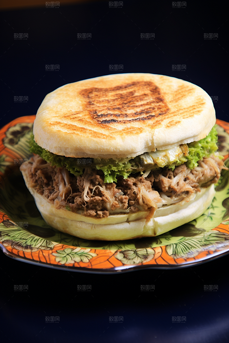 陕西肉夹馍西北白吉馍摄影图