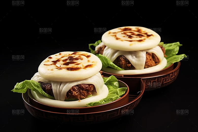 陕西肉夹馍白吉馍西北摄影图