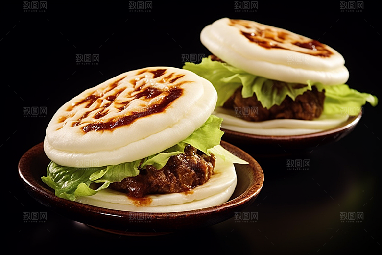 陕西肉夹馍白吉馍高清摄影图