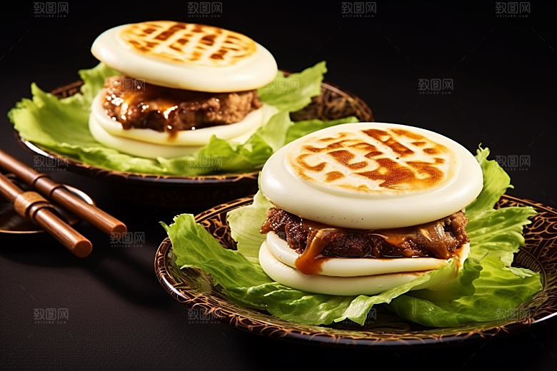 陕西肉夹馍碳水地方小吃摄影图