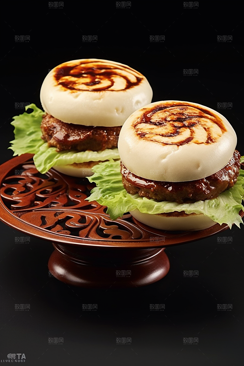 陕西肉夹馍白吉馍美味摄影图