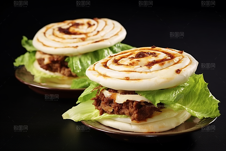 陕西肉夹馍美食碳水摄影图