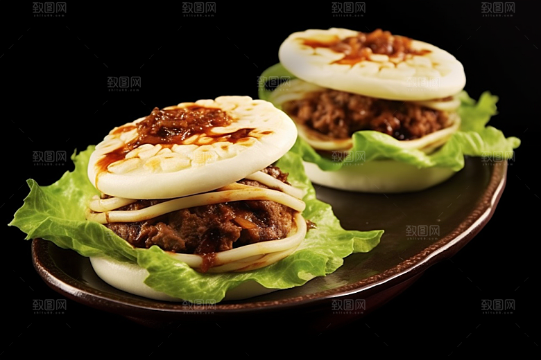 陕西肉夹馍碳水美食摄影图